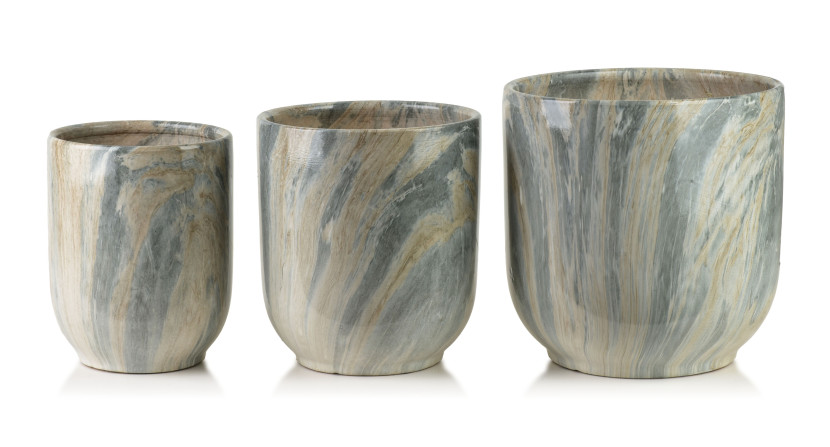 NEVA MARBLE Komplet 3 osłonek ceramicznych 28x28x29/23,5x26,5/19x24,5cm 801008