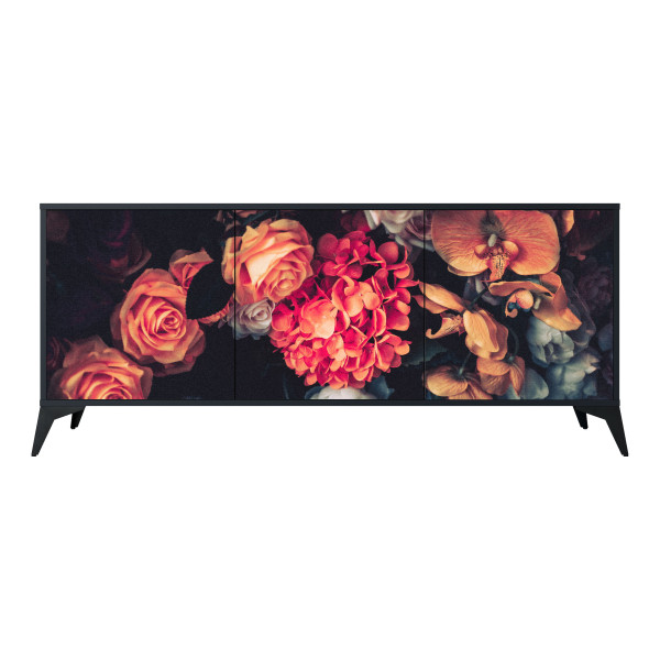 NEVERENDING BLOOM Komoda 3 drzwi Czarna-Metalowa gwiazdka czarna 441585