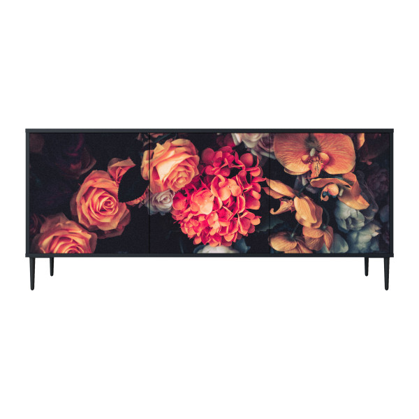 NEVERENDING BLOOM Komoda 3 drzwi Czarna-Metalowa szpilka czarna 442385