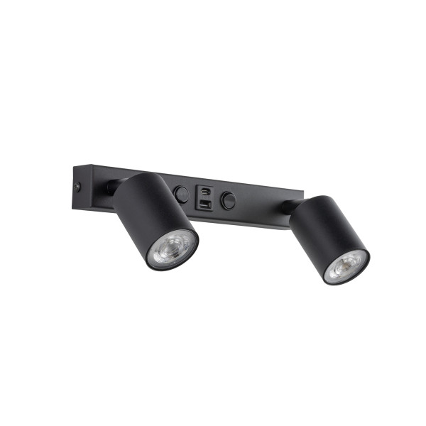 Nex Black Kinkiet 2Xgu10 / Usb nad łóżko 823441