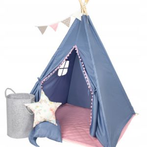 Niebieski namiot tipi + kosz z poduszkami PREMIUM 79421 Niebieski namiot tipi + kosz z poduszkami PREMIUM 79421