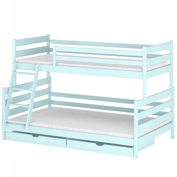 Niebieskie łóżko dla chłopca FAMI 90x200/120x200 z szufladami i stelażem 861297