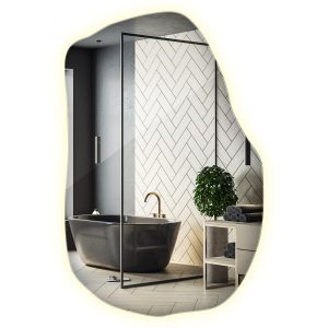 Nieregularne lustro LED designerskie neutralne 90 x 58,5 cm Wallfluent 865364 Nieregularne lustro LED designerskie neutralne 90 x 58,5 cm Wallfluent 865364