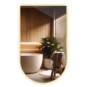 Nieregularne lustro półowalne 60×100 cm LED do makijażu – neutralne 394757 Nieregularne lustro półowalne 60×100 cm LED do makijażu – neutralne 394757