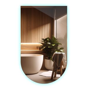 Nieregularne półowalne lustro 60 x 100 cm LED do łazienki – zimne światło 394747 Nieregularne półowalne lustro 60 x 100 cm LED do łazienki – zimne światło 394747