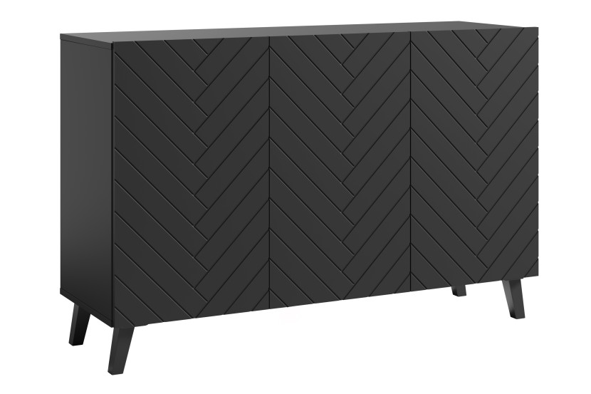 Niska komoda LOKET 120 cm czarny grafit/czarny MDF wzór M3 341207