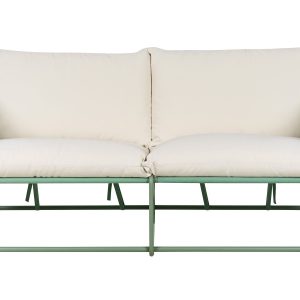 Niska sofa metalowa z poduchami zielona 793385 Niska sofa metalowa z poduchami zielona 793385