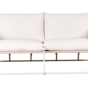 Niska sofa oversize metalowa z poduchami beżowoszara 793382 Niska sofa oversize metalowa z poduchami beżowoszara 793382