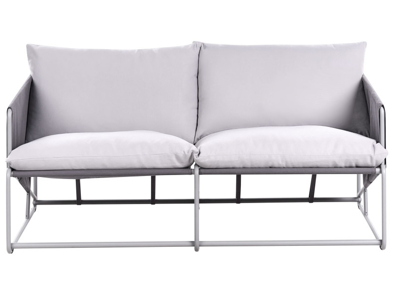 Niska sofa oversize metalowa z poduchami szara 793386