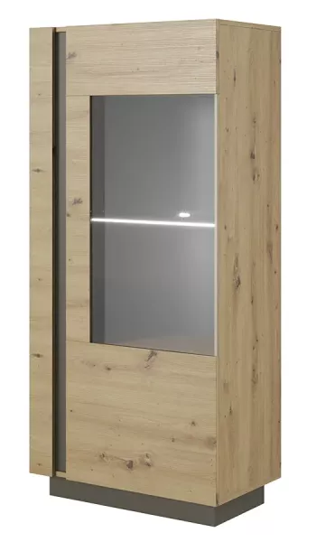 Niska witryna dąb artisan + grafit - Xyren 305253