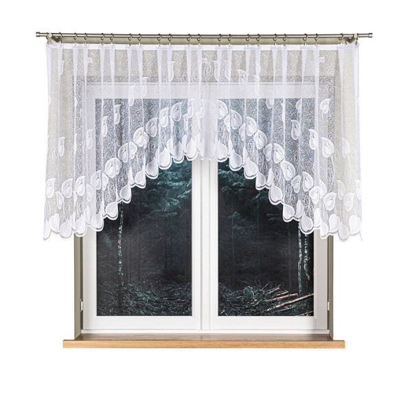 NORA - Firanka gotowa żakardowa z podcięciem na dole - 300x100 cm - biały 774873