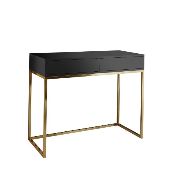 Nowoczesna czarna toaletka 100 CUBIC w stylu loft na złotym stelażu 806279