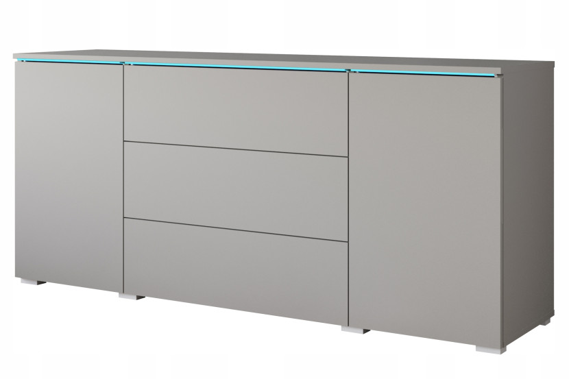 Nowoczesna komoda 150 cm do salonu 3 szuflady i 2 szafki szary mat 804647