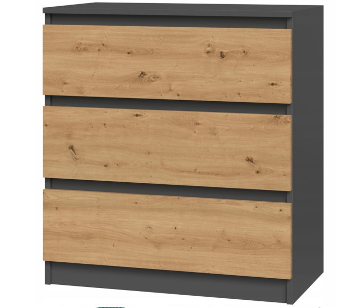 Nowoczesna komoda km3 antracyt-artisan szafka 3 szuflady do salonu sypialni 827425