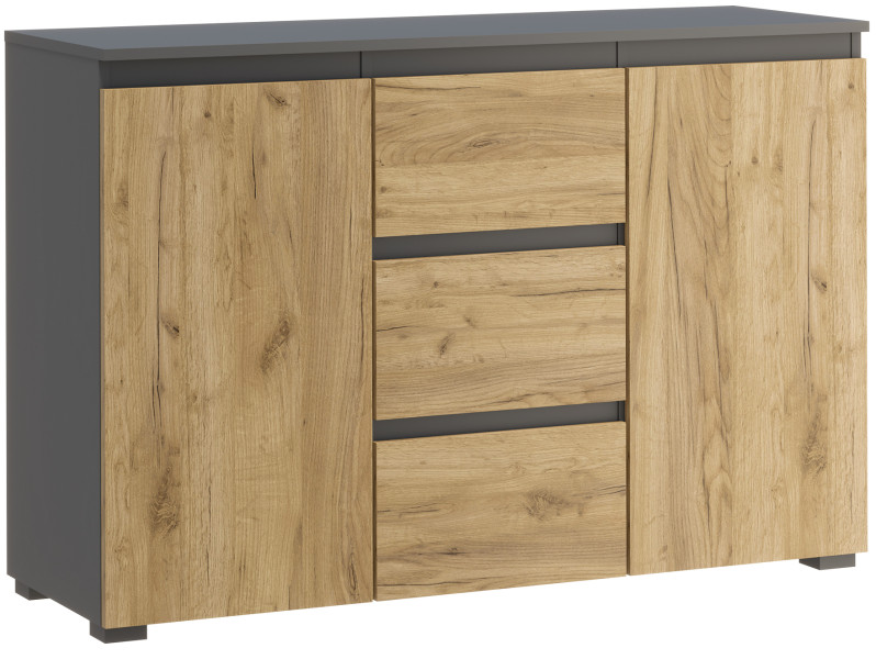 Nowoczesna komoda NEO 120 antracyt / dąb craft z szufladami i drzwiczkami 917546