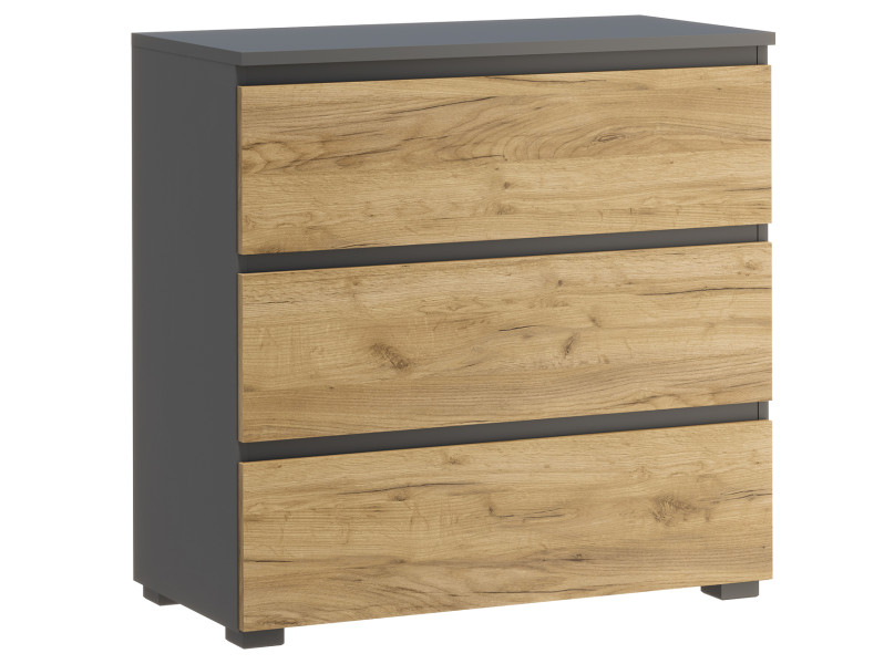 Nowoczesna komoda NEO 80 antracyt / dąb craft z trzema szufladami 917549