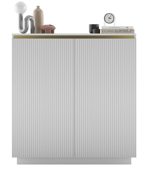 Nowoczesna Komoda RTV Glamour komoda biały MAT złote akcenty 110,8 cm 770201