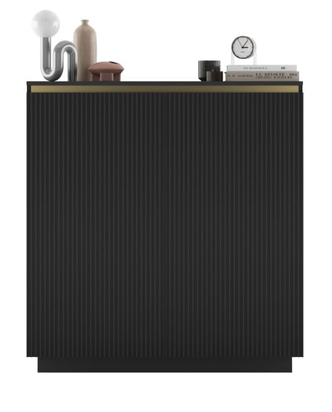 Nowoczesna Komoda RTV Glamour komoda czarny MAT złote akcenty 110,8 cm 770198