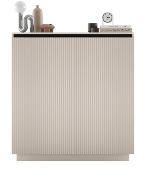 Nowoczesna Komoda RTV Glamour komoda kaszmir MAT czarne akcenty 110,8 cm 770199