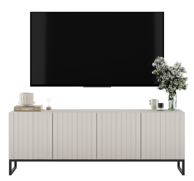 Nowoczesna Komoda RTV Kaszmir Mat Szafka RTV Glamour 150cm Czarna rama 930426