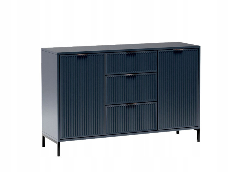 Nowoczesna komoda ryflowane fronty indigo ciemny niebieski STYLES 1064620