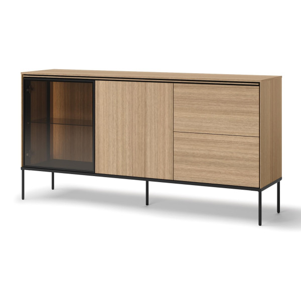 Nowoczesna komoda VISSO z przeszklonym frontem i podświetleniem LED, 167 cm 718248