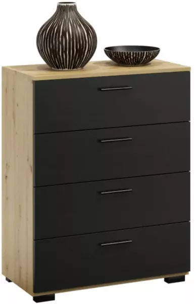 Nowoczesna komoda z szufladami dąb artisan + czarny - Navian 326912