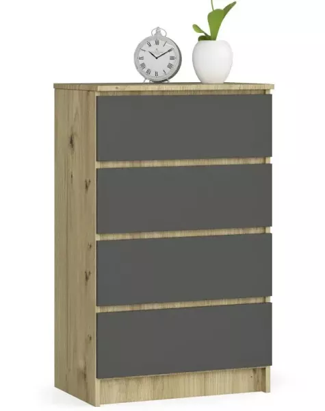 Nowoczesna komoda z szufladami dąb artisan + grafit - Ello 648716