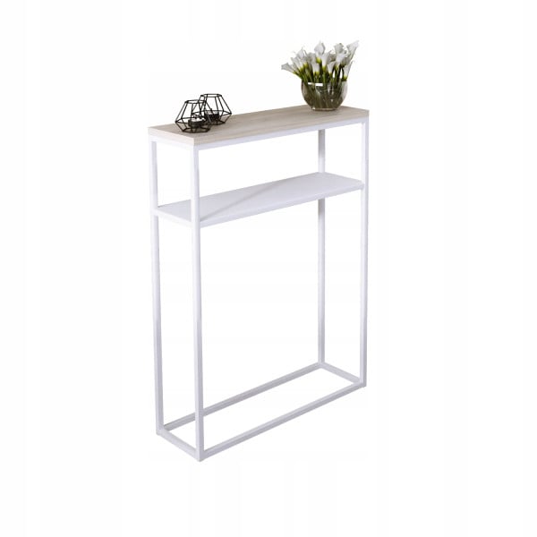 Nowoczesna Konsola Podwójna Przedpokój Loft 60x20x80 Biała+Blat Dąb Sonoma 903574