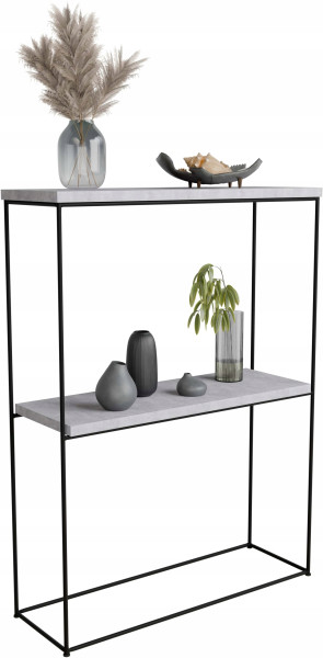 Nowoczesna Konsola Podwójna Przedpokój Loft 60x20x80 Czarna+Beton Jasny 813489