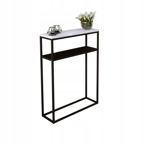 Nowoczesna Konsola Podwójna Przedpokój Loft 60x20x80 Czarna+Biały Połysk 903586