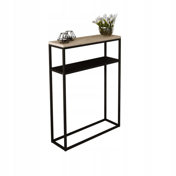 Nowoczesna Konsola Podwójna Przedpokój Loft 60x20x80 Czarna+Dąb Artisan 903540