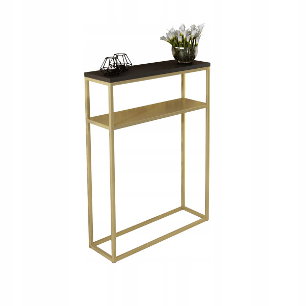 Nowoczesna Konsola Podwójna Przedpokój Loft 60x20x80 Złota+Blat MiniPearl 903548