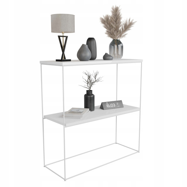Nowoczesna Konsola Podwójna Przedpokój Loft 80x30x80 Biała+Biały Połysk 863626