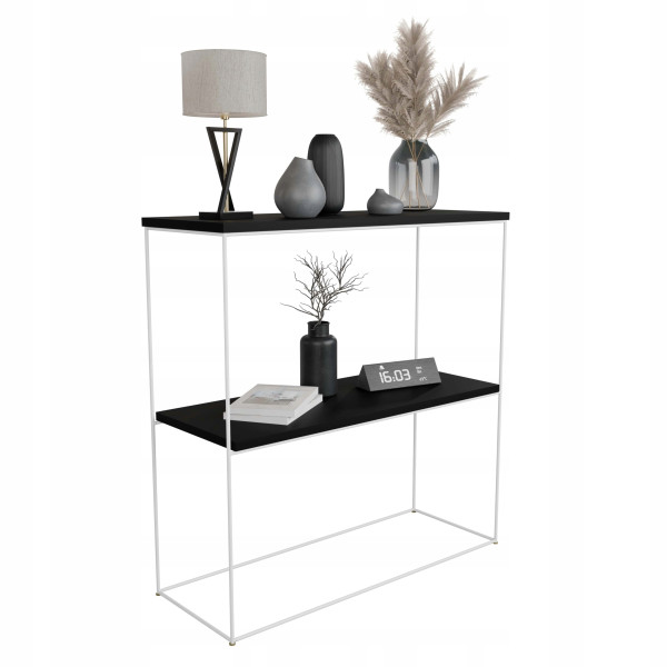 Nowoczesna Konsola Podwójna Przedpokój Loft 80x30x80 Biała+Czarny MiniPearl 863638