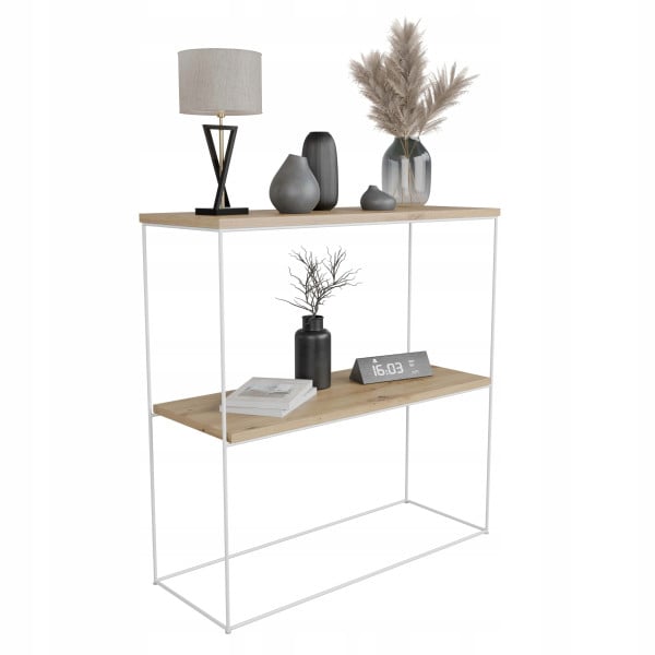 Nowoczesna Konsola Podwójna Przedpokój Loft 80x30x80 Biała+Dąb Artisan 863629