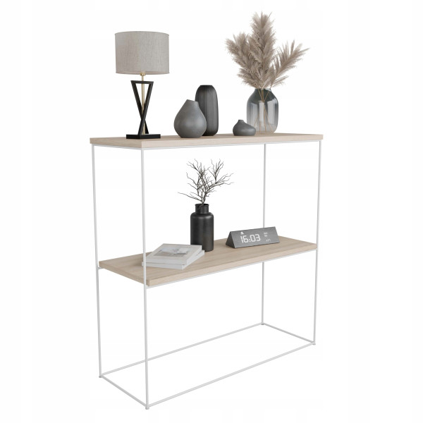 Nowoczesna Konsola Podwójna Przedpokój Loft 80x30x80 Biała+Dąb Sonoma 863623