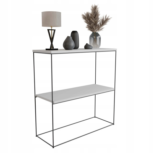 Nowoczesna Konsola Podwójna Przedpokój Loft 80x30x80 Czarna+Biały Mat 863634
