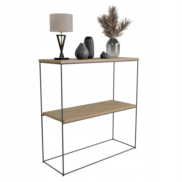 Nowoczesna Konsola Podwójna Przedpokój Loft 80x30x80 Czarna+Dąb Artisan 863643