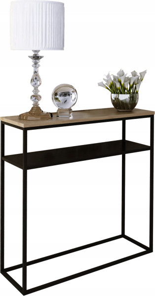Nowoczesna Konsola Podwójna Przedpokój Loft 80x30x80 Czarna+Dąb Lancelot 911757