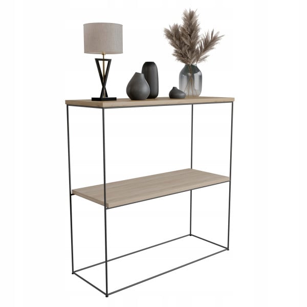Nowoczesna Konsola Podwójna Przedpokój Loft 80x30x80 Czarna+Dąb Sonoma 863639