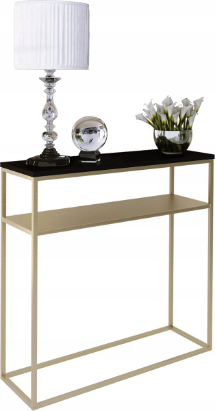 Nowoczesna Konsola Podwójna Przedpokój Loft 80x30x80 Złota+Czarny MiniPearl 911773