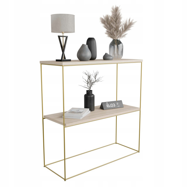 Nowoczesna Konsola Podwójna Przedpokój Loft 80x30x80 Złota+Dąb Sonoma 863632