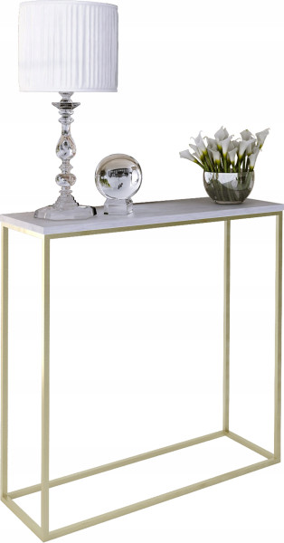 Nowoczesna Konsola Przedpokój Glamour 80x30x80 Złota+Beton Jasny 903604