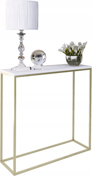 Nowoczesna Konsola Przedpokój Glamour 80x30x80 Złota+Biały Mat 903556
