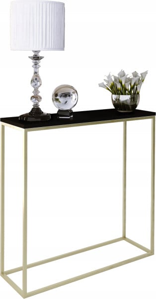 Nowoczesna Konsola Przedpokój Glamour 80x30x80 Złota+Czarny MiniPearl 903538