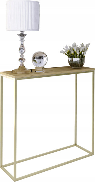 Nowoczesna Konsola Przedpokój Glamour 80x30x80 Złota+Dąb Artisan 903580
