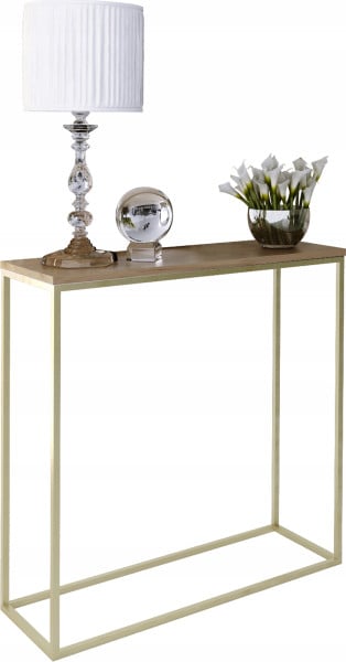 Nowoczesna Konsola Przedpokój Glamour 80x30x80 Złota+Dąb Lancelot 903614