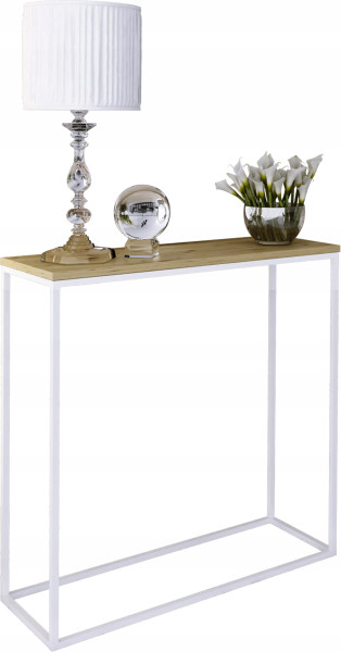 Nowoczesna Konsola Przedpokój Loft 80x30x80 Biała+Dąb Artisan 903557