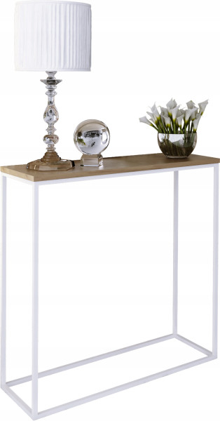 Nowoczesna Konsola Przedpokój Loft 80x30x80 Biała+Dąb Lancelot 903582